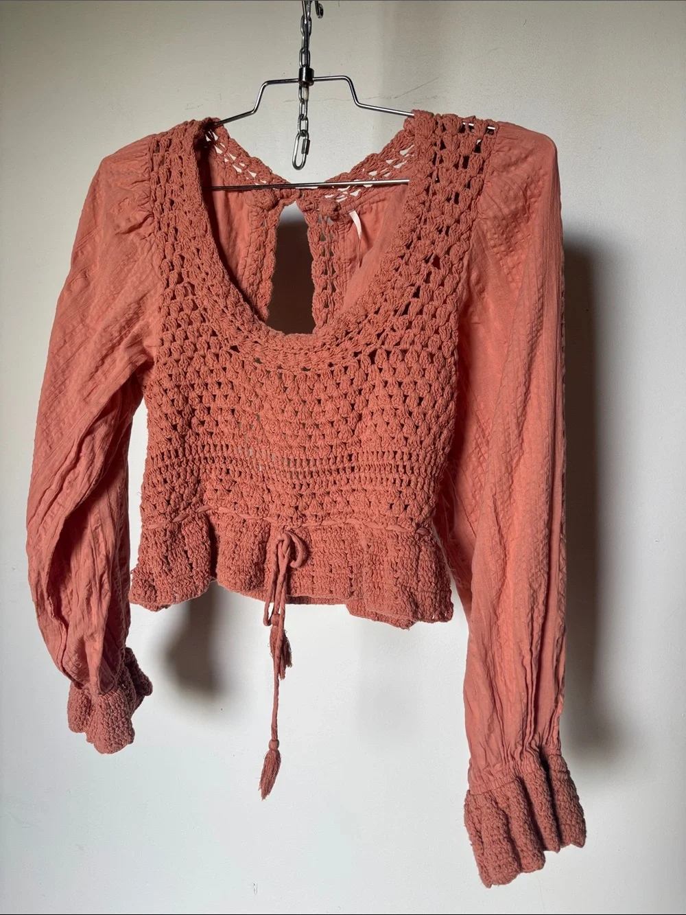 REVOLVE Free People Megan Crochet Top in Coral Sand
